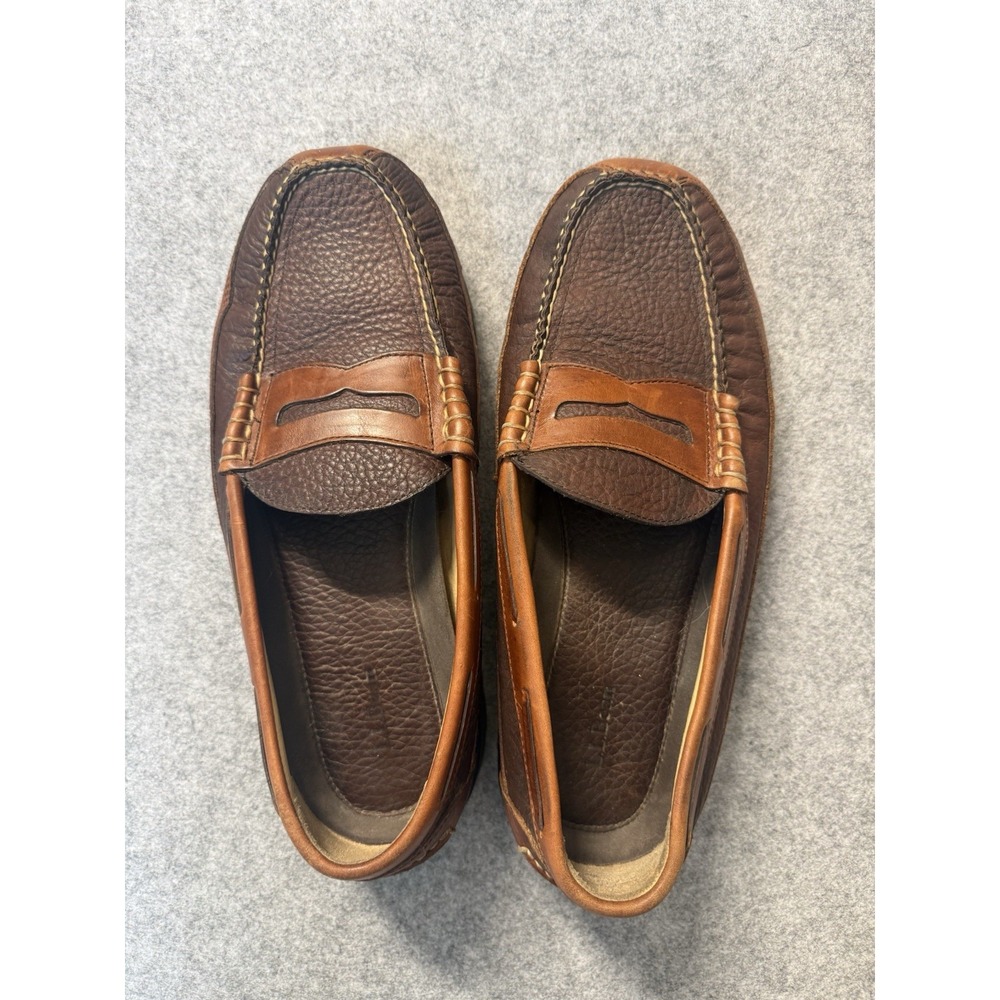 L.L.Bean Allagash Men's 11.5 Brown Bison Leather Penny Loafers Lug Sole